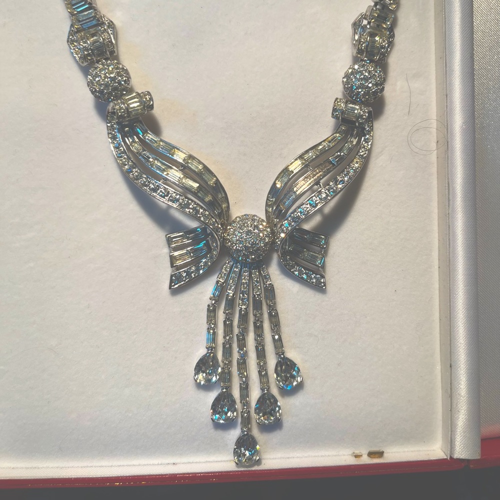 Circa 1945 - handmade rhinestone necklace.